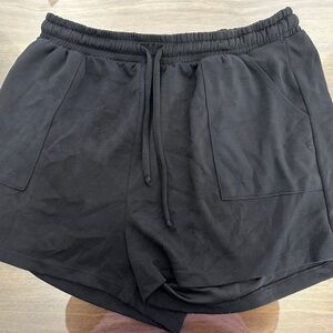 EUC White Birch Black Athletic Shorts Elastic Waist